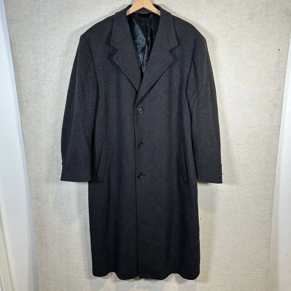 Nordstrom Jacob Siegel Company 100% Lambswool Coat Peacoat Charcoal Gray Mens 44